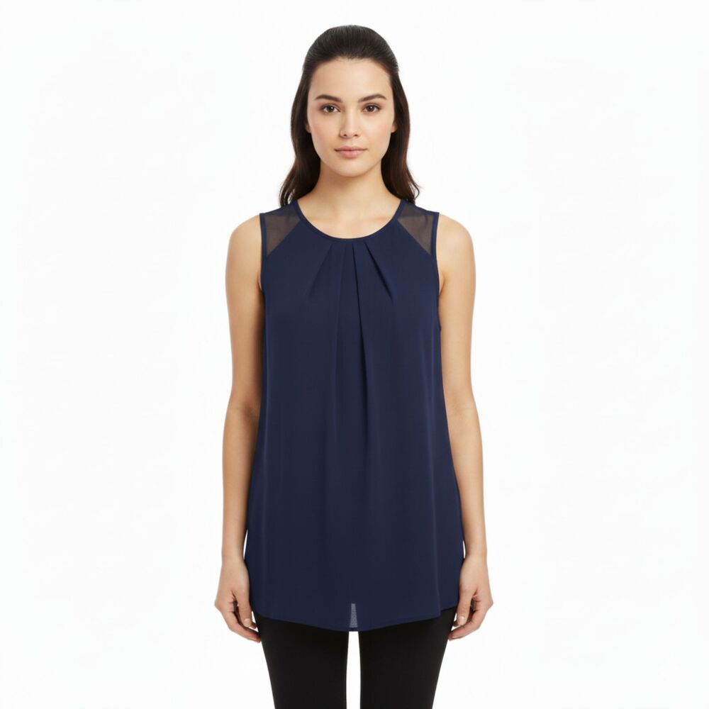 Soft Surroundings Black Sleeveless Chiffon Blouse MED